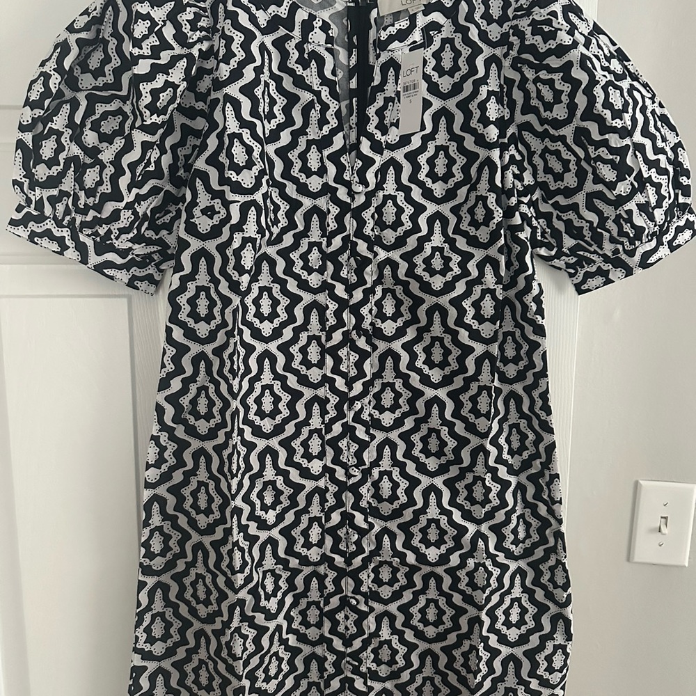 LOFT Monochrome Geometric Dress